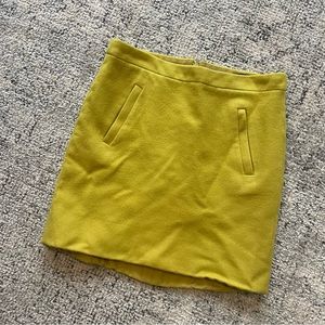 J. Crew Zip Pocket Wool Mini Skirt Citron Yellow Sz 2